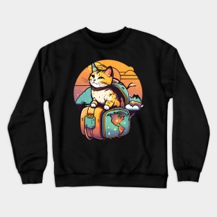 Colorful Cat Travel In The World - Funny Cats Crewneck Sweatshirt